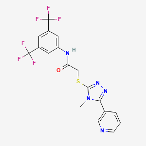 molecular formula C18H13F6N5OS B12143032 N-[3,5-bis(trifluoromethyl)phenyl]-2-(4-methyl-5-(3-pyridyl)(1,2,4-triazol-3-y lthio))acetamide 