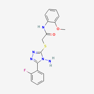 molecular formula C17H16FN5O2S B12143045 2-[4-amino-5-(2-fluorophenyl)(1,2,4-triazol-3-ylthio)]-N-(2-methoxyphenyl)acet amide 