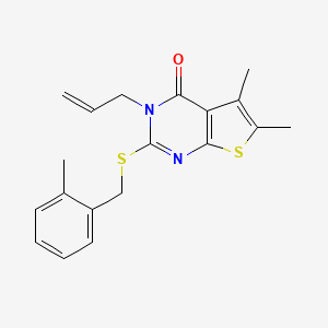 molecular formula C19H20N2OS2 B12143085 5,6-dimethyl-2-[(2-methylbenzyl)sulfanyl]-3-(prop-2-en-1-yl)thieno[2,3-d]pyrimidin-4(3H)-one 