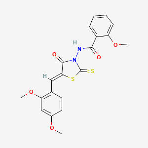 molecular formula C20H18N2O5S2 B12143111 N-[(5Z)-5-(2,4-dimethoxybenzylidene)-4-oxo-2-thioxo-1,3-thiazolidin-3-yl]-2-methoxybenzamide 