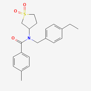 molecular formula C21H25NO3S B12143181 N-(1,1-dioxidotetrahydrothiophen-3-yl)-N-(4-ethylbenzyl)-4-methylbenzamide 