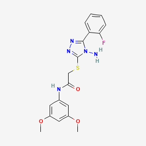 molecular formula C18H18FN5O3S B12143196 2-{[4-amino-5-(2-fluorophenyl)-4H-1,2,4-triazol-3-yl]sulfanyl}-N-(3,5-dimethoxyphenyl)acetamide 