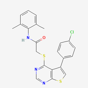 molecular formula C22H18ClN3OS2 B12143253 2-{[5-(4-chlorophenyl)thieno[2,3-d]pyrimidin-4-yl]sulfanyl}-N-(2,6-dimethylphenyl)acetamide 