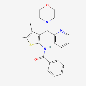 molecular formula C23H25N3O2S B12143367 N-{4,5-dimethyl-3-[morpholin-4-yl(pyridin-2-yl)methyl]thiophen-2-yl}benzamide 