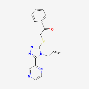 molecular formula C17H15N5OS B12143385 1-phenyl-2-{[4-(prop-2-en-1-yl)-5-(pyrazin-2-yl)-4H-1,2,4-triazol-3-yl]sulfanyl}ethanone 