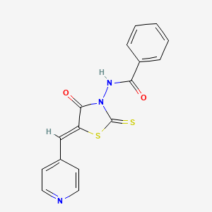 molecular formula C16H11N3O2S2 B12143403 N-[4-oxo-5-(4-pyridylmethylene)-2-thioxo(1,3-thiazolidin-3-yl)]benzamide 