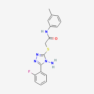 molecular formula C17H16FN5OS B12143444 2-{[4-amino-5-(2-fluorophenyl)-4H-1,2,4-triazol-3-yl]sulfanyl}-N-(3-methylphenyl)acetamide 