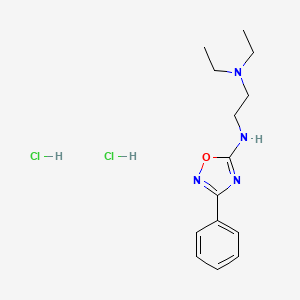 molecular formula C14H22Cl2N4O B1214353 1,2-Ethanediamine, N,N-diethyl-N'-(3-phenyl-1,2,4-oxadiazol-5-yl)-, dihydrochloride CAS No. 69277-40-3