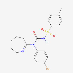 molecular formula C20H22BrN3O3S B12143547 N-[(4-bromophenyl)(3,4,5,6-tetrahydro-2H-azepin-7-yl)carbamoyl]-4-methylbenzenesulfonamide 