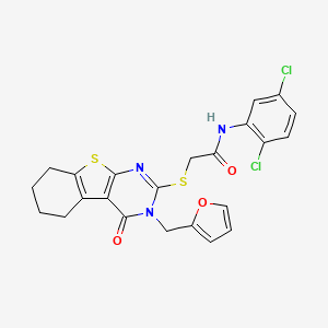 molecular formula C23H19Cl2N3O3S2 B12143554 N-(2,5-dichlorophenyl)-2-{[3-(furan-2-ylmethyl)-4-oxo-3,4,5,6,7,8-hexahydro[1]benzothieno[2,3-d]pyrimidin-2-yl]sulfanyl}acetamide 