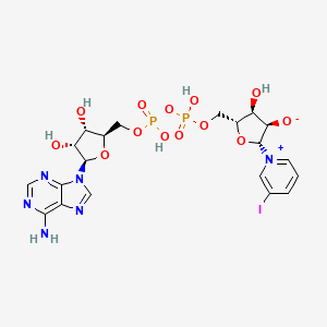 molecular formula C20H25IN6O13P2 B1214362 (2R,3R,4S,5R)-5-[[[[(2R,3S,4R,5R)-5-(6-aminopurin-9-yl)-3,4-dihydroxyoxolan-2-yl]methoxy-hydroxyphosphoryl]oxy-hydroxyphosphoryl]oxymethyl]-4-hydroxy-2-(3-iodopyridin-1-ium-1-yl)oxolan-3-olate CAS No. 56541-70-9