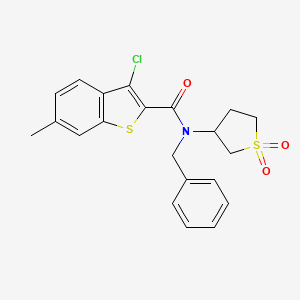 molecular formula C21H20ClNO3S2 B12143687 N-benzyl-3-chloro-N-(1,1-dioxidotetrahydrothiophen-3-yl)-6-methyl-1-benzothiophene-2-carboxamide 