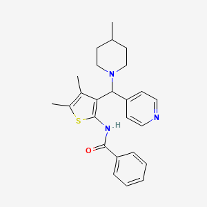 molecular formula C25H29N3OS B12143756 N-{4,5-dimethyl-3-[(4-methylpiperidin-1-yl)(pyridin-4-yl)methyl]thiophen-2-yl}benzamide 