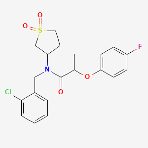 molecular formula C20H21ClFNO4S B12143828 N-(2-chlorobenzyl)-N-(1,1-dioxidotetrahydrothiophen-3-yl)-2-(4-fluorophenoxy)propanamide 