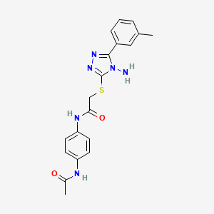 molecular formula C19H20N6O2S B12143885 N-[4-(acetylamino)phenyl]-2-{[4-amino-5-(3-methylphenyl)-4H-1,2,4-triazol-3-yl]sulfanyl}acetamide 