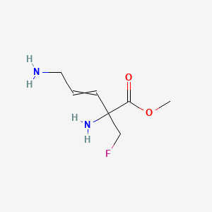 molecular formula C7H13FN2O2 B1214401 3-Pentenoic acid, 2,5-diamino-2-(fluoromethyl)-, methyl ester, (E)- 