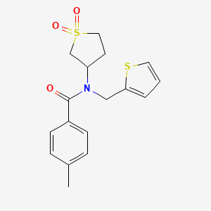 molecular formula C17H19NO3S2 B12144059 N-(1,1-dioxidotetrahydrothiophen-3-yl)-4-methyl-N-(thiophen-2-ylmethyl)benzamide 