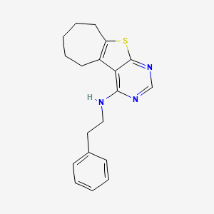 molecular formula C19H21N3S B12144106 N-(2-phenylethyl)-8-thia-4,6-diazatricyclo[7.5.0.0^{2,7}]tetradeca-1(9),2,4,6-tetraen-3-amine 