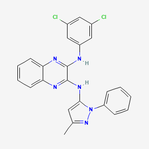 molecular formula C24H18Cl2N6 B12144161 N2-(3,5-dichlorophenyl)-N3-(3-methyl-1-phenyl-1H-pyrazol-5-yl)quinoxaline-2,3-diamine 