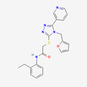 molecular formula C22H21N5O2S B12144180 N-(2-ethylphenyl)-2-{[4-(furan-2-ylmethyl)-5-(pyridin-3-yl)-4H-1,2,4-triazol-3-yl]sulfanyl}acetamide 