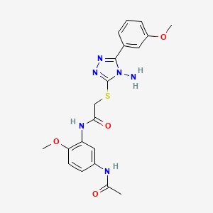 molecular formula C20H22N6O4S B12144182 N-[5-(acetylamino)-2-methoxyphenyl]-2-{[4-amino-5-(3-methoxyphenyl)-4H-1,2,4-triazol-3-yl]sulfanyl}acetamide 