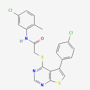molecular formula C21H15Cl2N3OS2 B12144199 N-(5-chloro-2-methylphenyl)-2-{[5-(4-chlorophenyl)thieno[2,3-d]pyrimidin-4-yl]sulfanyl}acetamide 