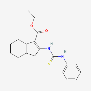 molecular formula C19H22N2O2S B1214422 2-[[anilino(sulfanylidene)methyl]amino]-4,5,6,7-tetrahydro-3H-indene-1-carboxylic acid ethyl ester 