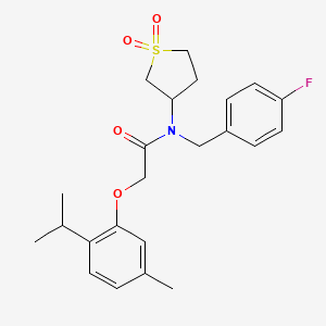 molecular formula C23H28FNO4S B12144300 N-(1,1-dioxidotetrahydrothiophen-3-yl)-N-(4-fluorobenzyl)-2-[5-methyl-2-(propan-2-yl)phenoxy]acetamide 