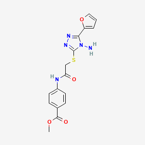 molecular formula C16H15N5O4S B12144312 methyl 4-[({[4-amino-5-(furan-2-yl)-4H-1,2,4-triazol-3-yl]sulfanyl}acetyl)amino]benzoate 