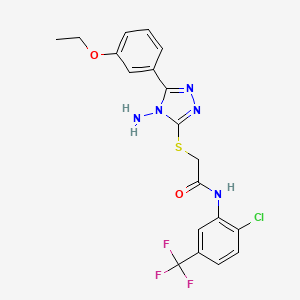 molecular formula C19H17ClF3N5O2S B12144367 2-{[4-amino-5-(3-ethoxyphenyl)-4H-1,2,4-triazol-3-yl]sulfanyl}-N-[2-chloro-5-(trifluoromethyl)phenyl]acetamide 