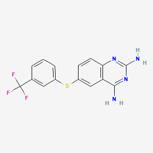 molecular formula C15H11F3N4S B1214440 2,4-二氨基-6-(5-三氟甲基苯基)硫代喹唑啉 CAS No. 51123-99-0