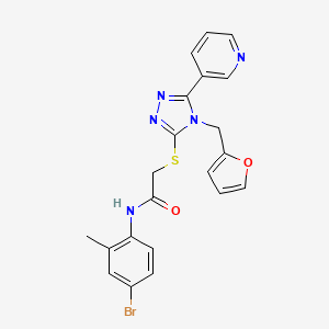 molecular formula C21H18BrN5O2S B12144419 N-(4-bromo-2-methylphenyl)-2-{[4-(furan-2-ylmethyl)-5-(pyridin-3-yl)-4H-1,2,4-triazol-3-yl]sulfanyl}acetamide 