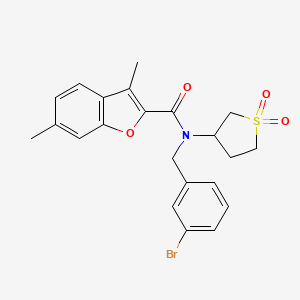 molecular formula C22H22BrNO4S B12144448 N-(3-bromobenzyl)-N-(1,1-dioxidotetrahydrothiophen-3-yl)-3,6-dimethyl-1-benzofuran-2-carboxamide 