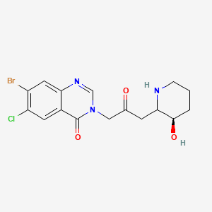 molecular formula C16H17BrClN3O3 B1214449 7-bromo-6-chloro-3-[3-[(3R)-3-hydroxypiperidin-2-yl]-2-oxopropyl]quinazolin-4-one 
