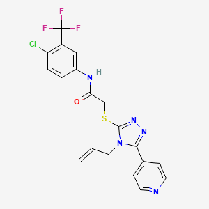 molecular formula C19H15ClF3N5OS B12144537 N-[4-chloro-3-(trifluoromethyl)phenyl]-2-{[4-(prop-2-en-1-yl)-5-(pyridin-4-yl)-4H-1,2,4-triazol-3-yl]sulfanyl}acetamide 