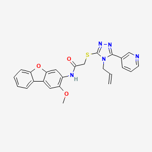 molecular formula C25H21N5O3S B12144641 2-[(4-allyl-5-pyridin-3-yl-4H-1,2,4-triazol-3-yl)thio]-N-(2-methoxydibenzo[b,d]furan-3-yl)acetamide 