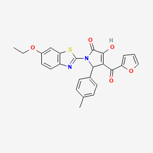molecular formula C25H20N2O5S B12144658 1-(6-Ethoxybenzothiazol-2-yl)-4-(2-furylcarbonyl)-3-hydroxy-5-(4-methylphenyl)-3-pyrrolin-2-one 