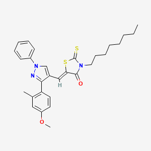 molecular formula C29H33N3O2S2 B12144754 (5Z)-5-{[3-(4-methoxy-2-methylphenyl)-1-phenyl-1H-pyrazol-4-yl]methylidene}-3-octyl-2-thioxo-1,3-thiazolidin-4-one 