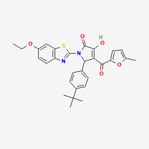 molecular formula C29H28N2O5S B12144803 (4E)-5-(4-tert-butylphenyl)-1-(6-ethoxy-1,3-benzothiazol-2-yl)-4-[hydroxy(5-methylfuran-2-yl)methylidene]pyrrolidine-2,3-dione 