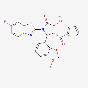 molecular formula C24H17FN2O5S2 B12144809 (4E)-5-(2,3-dimethoxyphenyl)-1-(6-fluoro-1,3-benzothiazol-2-yl)-4-[hydroxy(thiophen-2-yl)methylidene]pyrrolidine-2,3-dione 