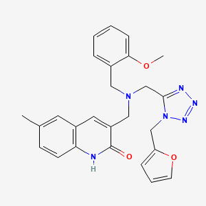 molecular formula C26H26N6O3 B1214484 3-[[[1-(2-furanylmethyl)-5-tetrazolyl]methyl-[(2-methoxyphenyl)methyl]amino]methyl]-6-methyl-1H-quinolin-2-one 