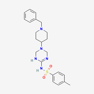 molecular formula C22H29N5O2S B1214485 4-methyl-N-[3-[1-(phenylmethyl)-4-piperidinyl]-2,4-dihydro-1H-1,3,5-triazin-6-yl]benzenesulfonamide 