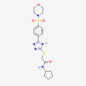 molecular formula C20H27N5O4S2 B1214489 N-cyclopentyl-2-[[4-methyl-5-[4-(4-morpholinylsulfonyl)phenyl]-1,2,4-triazol-3-yl]thio]acetamide 
