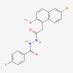 molecular formula C20H16BrFN2O3 B12145022 N'-[(6-bromo-2-methoxynaphthalen-1-yl)acetyl]-4-fluorobenzohydrazide 