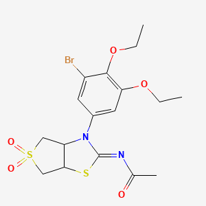 molecular formula C17H21BrN2O5S2 B12145062 N-[(2Z)-3-(3-bromo-4,5-diethoxyphenyl)-5,5-dioxidotetrahydrothieno[3,4-d][1,3]thiazol-2(3H)-ylidene]acetamide 