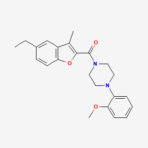 molecular formula C23H26N2O3 B12145104 1-(5-Ethyl-3-methyl-1-benzofuran-2-carbonyl)-4-(2-methoxyphenyl)piperazine 