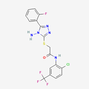 molecular formula C17H12ClF4N5OS B12145107 2-{[4-amino-5-(2-fluorophenyl)-4H-1,2,4-triazol-3-yl]sulfanyl}-N-[2-chloro-5-(trifluoromethyl)phenyl]acetamide 