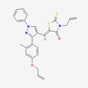 molecular formula C26H23N3O2S2 B12145118 (5Z)-5-({3-[2-methyl-4-(prop-2-en-1-yloxy)phenyl]-1-phenyl-1H-pyrazol-4-yl}methylidene)-3-(prop-2-en-1-yl)-2-thioxo-1,3-thiazolidin-4-one 