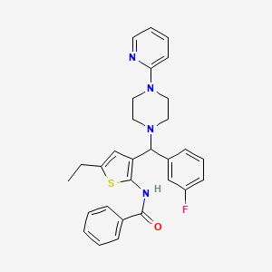 molecular formula C29H29FN4OS B12145156 N-(5-ethyl-3-{(3-fluorophenyl)[4-(pyridin-2-yl)piperazin-1-yl]methyl}thiophen-2-yl)benzamide 