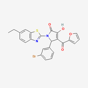 molecular formula C24H17BrN2O4S B12145167 (4E)-5-(3-bromophenyl)-1-(6-ethyl-1,3-benzothiazol-2-yl)-4-[furan-2-yl(hydroxy)methylidene]pyrrolidine-2,3-dione 